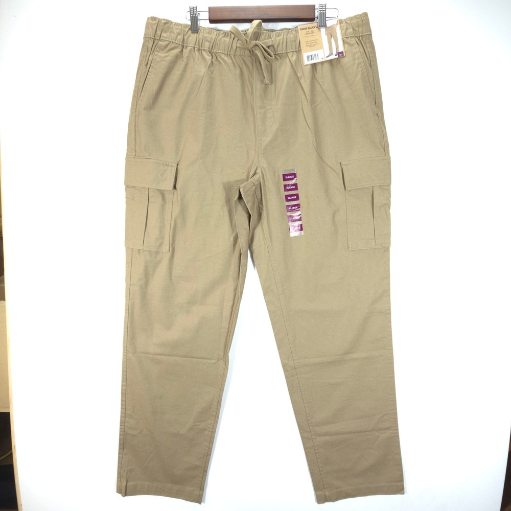 Streetwear Eddie Bauer Cargo Pants Mens XL Brown Ripstop Pull On Drawcord Y2K